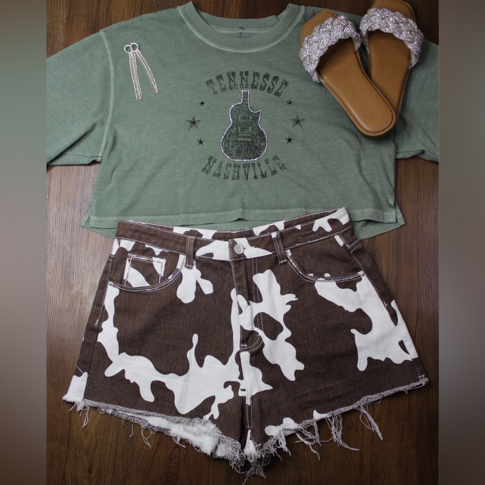 Cow-print shorts